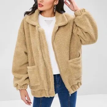 

Women Fashion Jacket Winter Coat Women Cardigans Ladies Warm Jumper Fleece Faux Fur Wool Coat Outwear