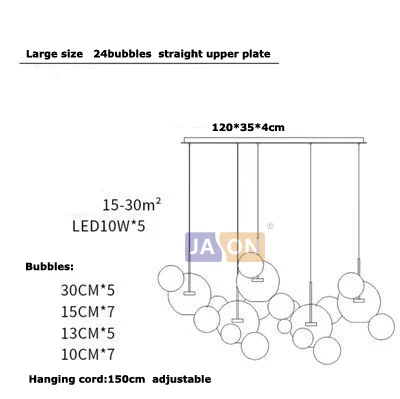 LED Постмодерн Нордик Железные Стеклянные пузыри дизайнерские Люстра. люстры светодиодный свет светодиодный светильник для столовой фойе - Цвет абажура: L size 5light 24ball