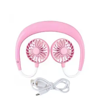 

Korean Mini Hanging Neck Fan Lazy Hanging Neck Portable Mini Fan Usb Charging Silent Small Fan Creative Gift