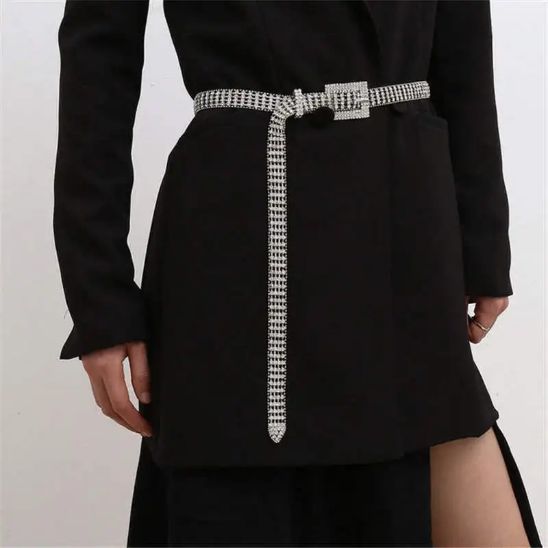 

Europe and America ins style 4-row Rhinestone Belt women fashion waist chain shiny crystal inlaid waist chain belt wholesale