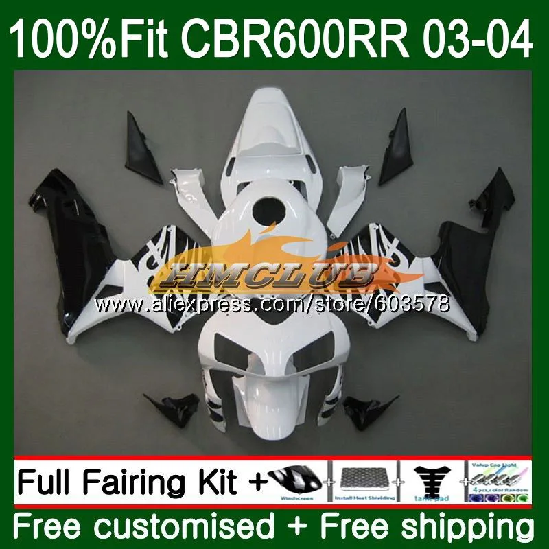 Литые изделия для Honda CBR 600RR 600F5 CBR600 RR 2003 2004 72CL. 74 CBR600RR CBR600F5 CBR 600 RR F5 03 04 OEM Обтекатели белого и черного цвета
