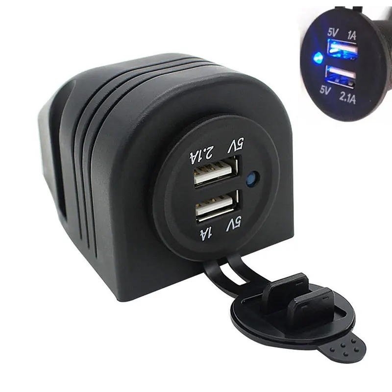 Двойной USB автомобильный прикуриватель разветвитель зарядное устройство адаптер питания светодиодный 12V черный