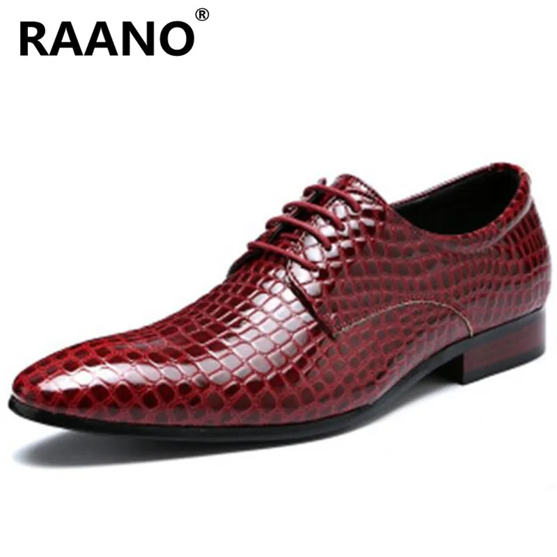

Size 38-48 Classic Italy Style Men Pointed Toe Formal Dress Shoes Crocodile Pattern Genuine Leather Wedding Party Banquet Shoes