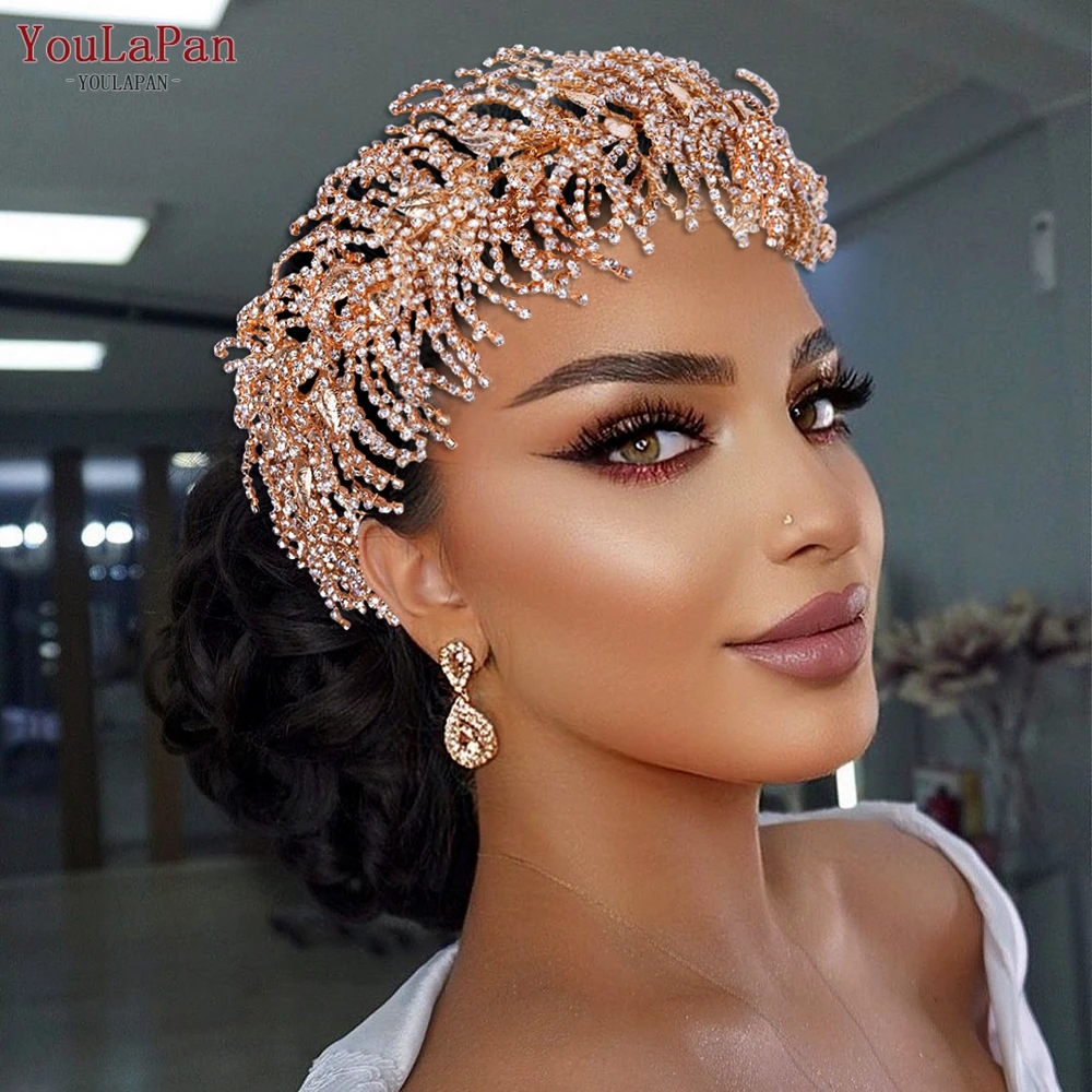 TOPQUEEN Wedding Bridal Hair Accessories Headpiece Luxury Bride Headband Rhinestone Taira Woman Headwear for Party Jewelry HP386 topqueen rhinestone headband bridal wedding headwear woman handmade crystal flowers hair accessories bride jewelry head hp616