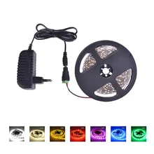 12 V Led Strip 2835 Rgb Light 5M Waterdichte 12 V Neon Tape Flexibele Ledstrip Touw Ir Afstandsbediening power Eu Adapter Volledige Set(China)