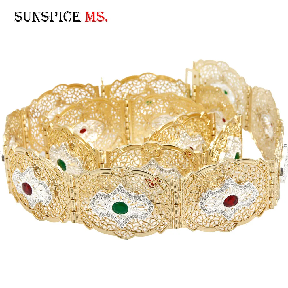 SUNSPICE-MS Morocco Caftan свадебный пояс для женщин двойной цвет золотое покрытие горный хрусталь Талия цепь латинские традиционные украшения Новинка