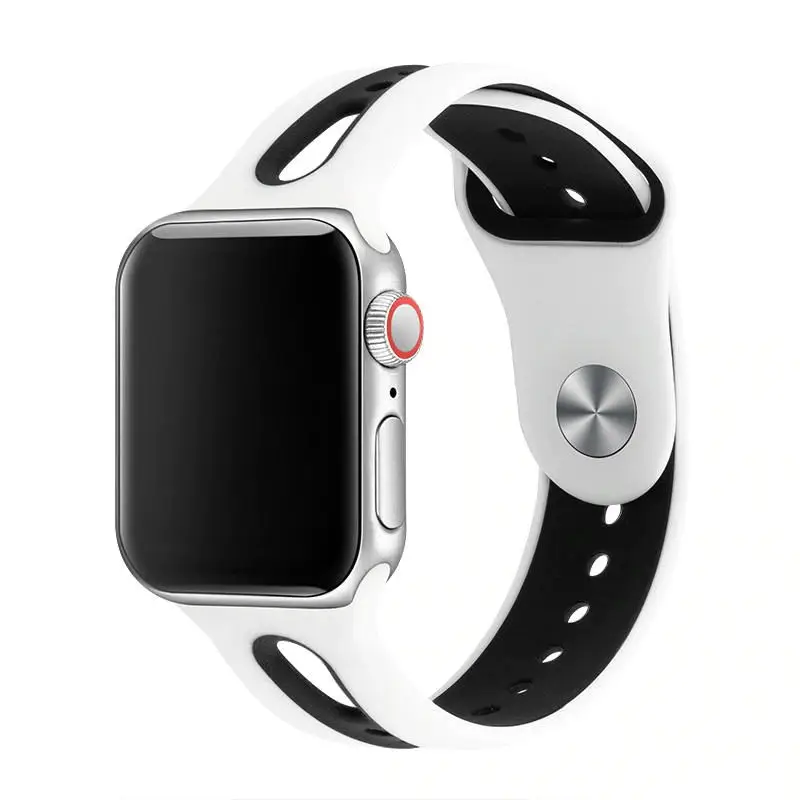 Хохлатый ремешок для часов аpple для apple watch 4 3 band 44 мм iwatch band 42 мм correa apple watch 38 мм 40 мм спортивные силиконовые ремешки для часов - Цвет ремешка: white black
