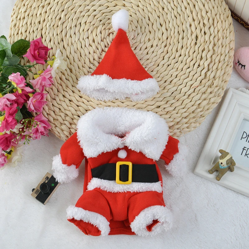 Christmas Pet Dogs Winter Jacket Dog Warm Jumpsuit Coat Fleece Jumper Pet Clothes For Small Dog XS-XL With Christmas Hat