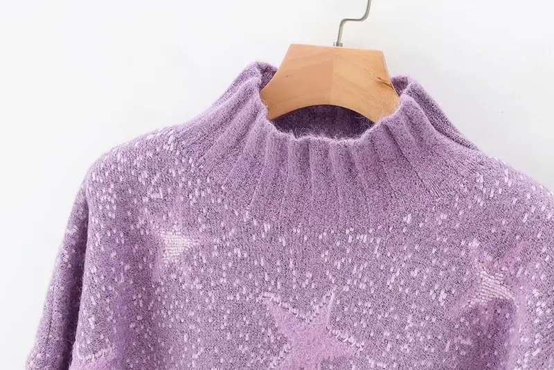 Женская одежда большого размера осень тонкий пятиконечный свитер со звездой высокий уличный длинный рукав зимний свитер Корея