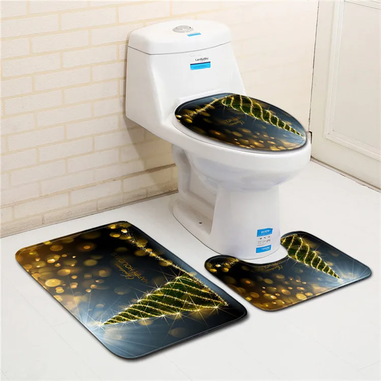 Free Shipping 3Pcs/set Color Natal Tree Bathroom Carpet Set Dywaniki Lazienkow Bath Mats Rug Tapete Banheiro Tapis Salle De Bain