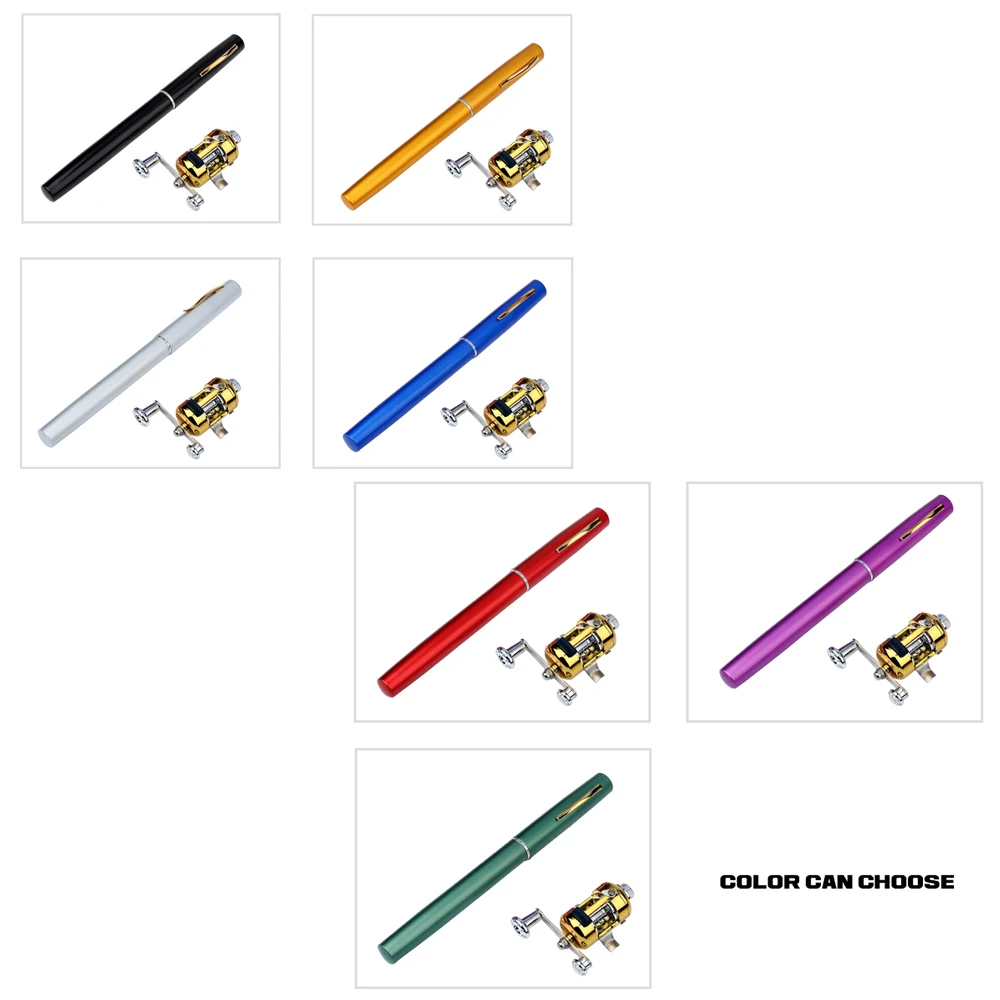 Portable Telescopic Mini Fishing Pole Set Pocket Pen Shape Folded Fishing Rods Kit with Reel Wheel Fishing Tackle Pesca