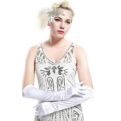 Gants longs en Satin pour femmes, couleur unie, pour bal d\'opéra, Costume de bal