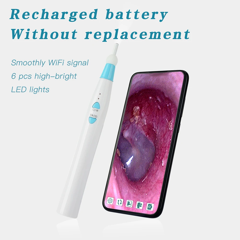 

Otoscope Ear Cleaner Ear Spoon Endoscope WiFi 3.9mm Diameter Lens 6PCS LED 720P HD Camera Mini Earpick Earwax Cleaning Tool