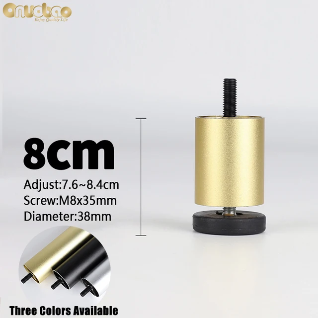 Onuobao 4PCS Furniture Leg M8 Screw Adjustable Aluminum Alloy Sofa Leg for Table Legs Raised Feet Refrigerator Washing Machine Gold-8cm