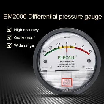 

ELECAL Differential Pressure Gauge barometer micromanometer analog Manometer Pointer for air gas meters -30PA-30KPA EM2000