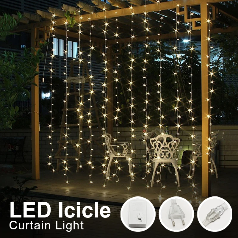 Christmas Lights LED String Outdoor Wedding Garland Icicle Curtain Light Decorations Holiday Lighting Decor | Лампы и освещение