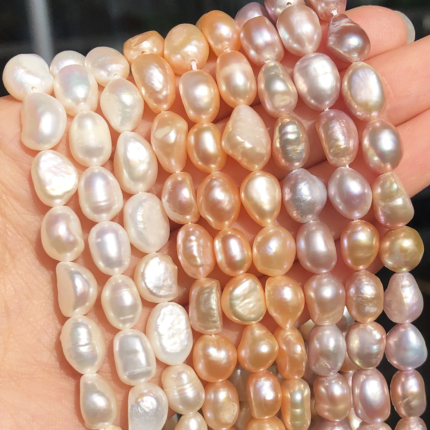 Real Natural Freshwater Pearl Beads Baroque Punch Oval Loose Beads