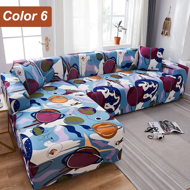 L-Shaped Sofa Cover Corner Sofa Slipcovers Elastic Chaise Cover 1/2/3/4 Seater Stretch Sectional Couch Armchair Cover Protector Color 6