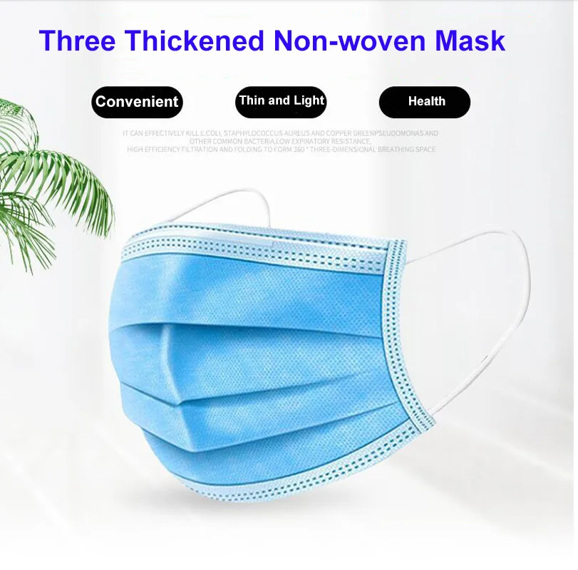 

100pcs Face Mouth Anti Virus Mask Profession Anti Dust Mask One time Mask Disposable Elastic Mouth Soft Breathable Face Mask