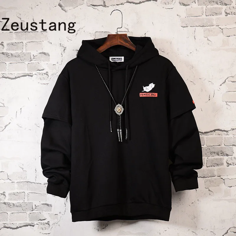 Zeustang флисовый пуловер с капюшоном для мужчин/женщин, Повседневная Уличная одежда с капюшоном, толстовки в стиле хип-хоп Харадзюку, мужские топы D6637
