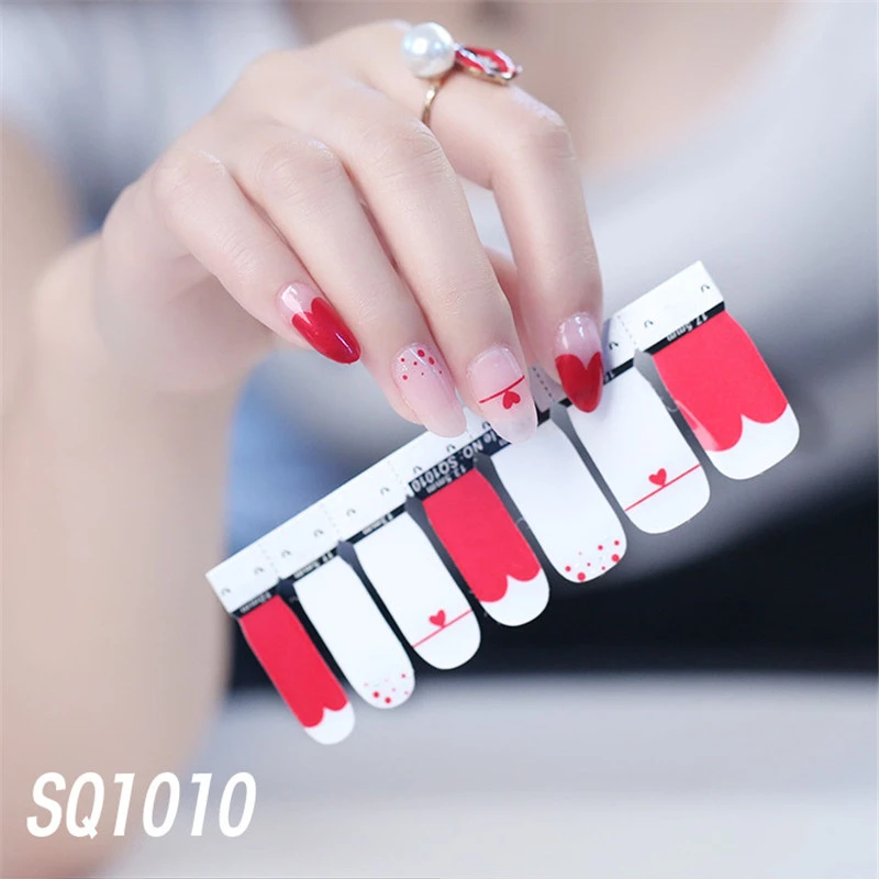 SQ1010 14 стикеров/листов, корейская мода, цветные наклейки для ногтей, французские накладки для ногтей, наклейки для лака для ногтей, японское искусство для ногтей, предварительно спроектированные, Прямая поставка - Цвет: SQ1010