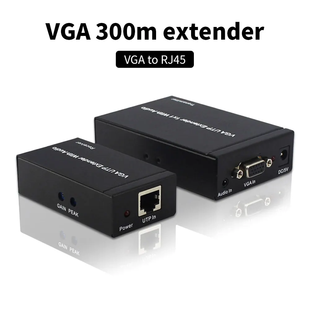 

300M VGA Extender Audio&Video HD 1080P VGA UTP Extender Splitter 1X1 With VGA For Projector HDTV DVD PC Laptop VGA300M