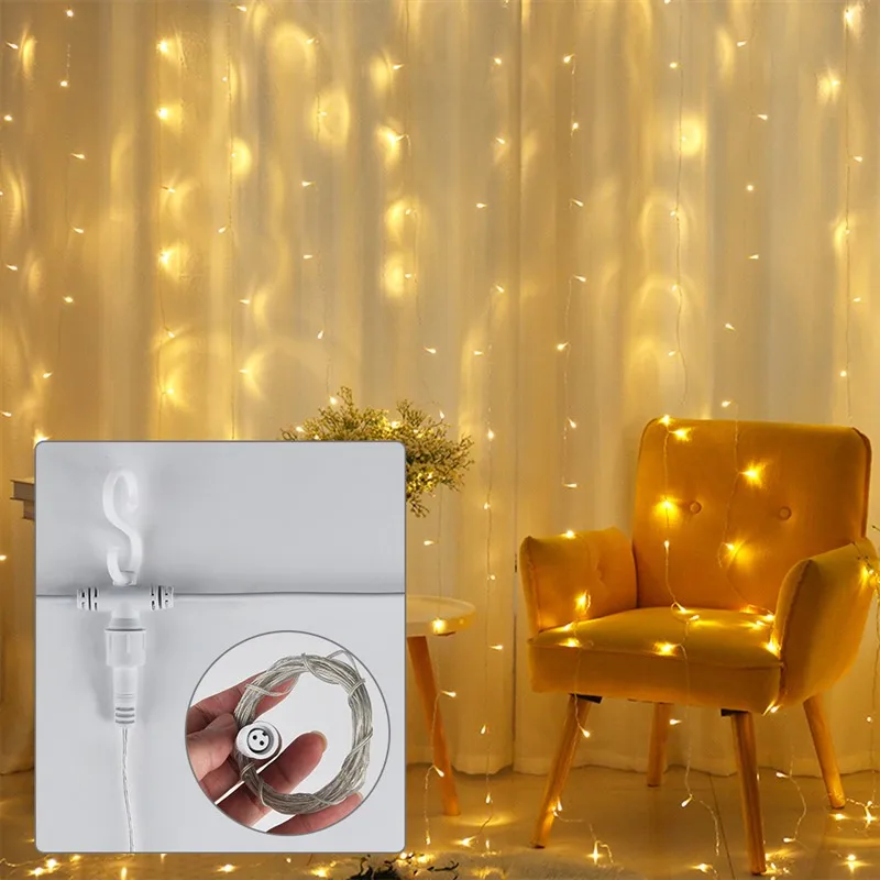 3*3 м 300LED гирлянда для штор сказочная кисточка струна рождественское освещение для свадьбы дома и сада вечерние украшения