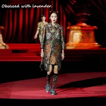 Дизайнерский высококачественный женский осенне-зимний комплект из 2 предметов, кнопка в виде бриллианта, цветочный принт, шерстяное пальто+ платье, модный костюм