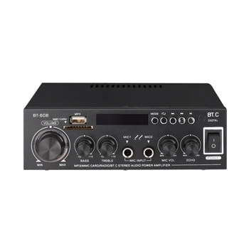 

Mini Power Amplifier Audio MP3 Player FM Radio Digital Audio Receiver LCD Display Dual Microphone Input Subwoofer BT Amplifier