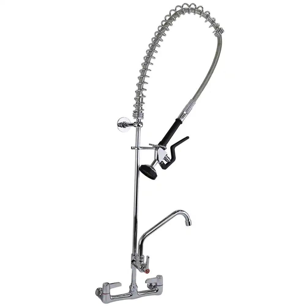 8 Inch Center Commercial Faucet With Sprayer 47 Height Wall