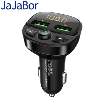 

JaJaBor FM Transmitter FM Modulator Bluetooth 5.0 Handsfree CarKit Audio MP3 Player Voltage Detection Dual USB Car Charger