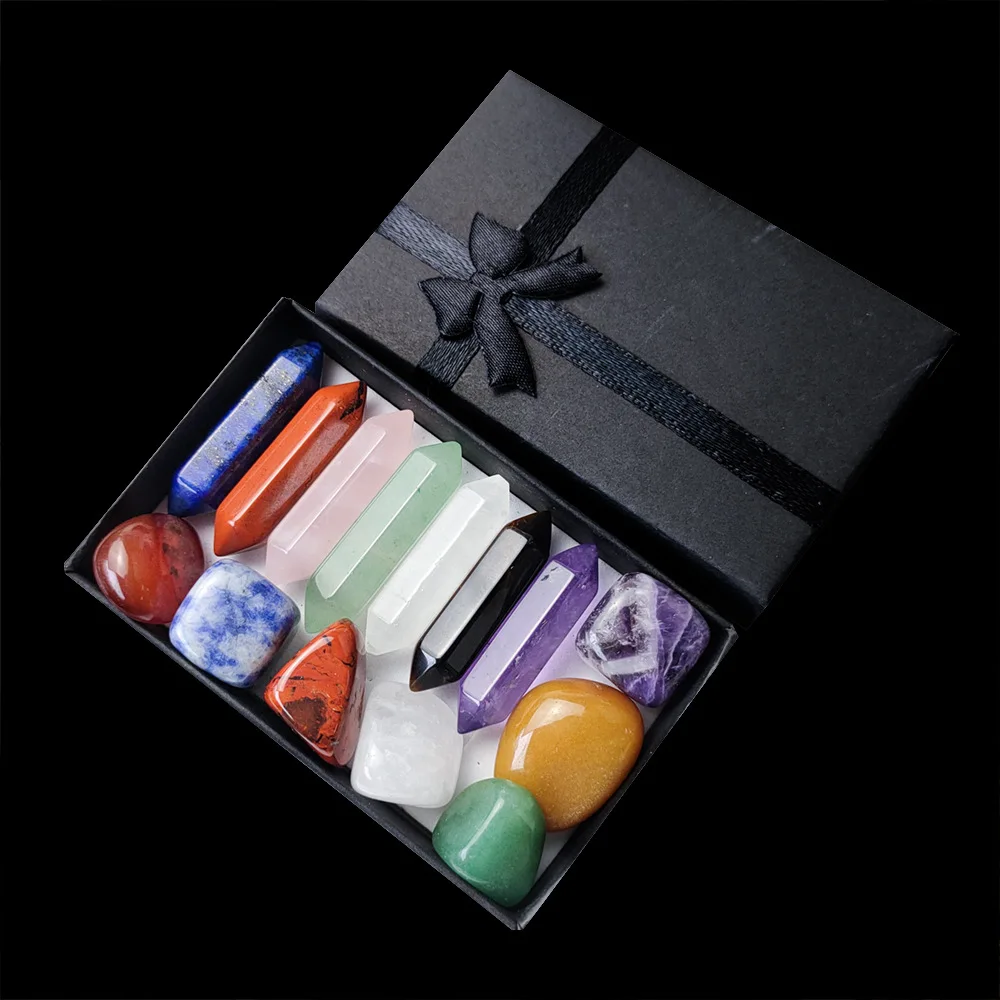 14PCS/Set Natural Stone Irregular Amethyst Lapis lazuli Yoga Meditation Energy Stone Bead For Chakra Reiki Healing Decoration