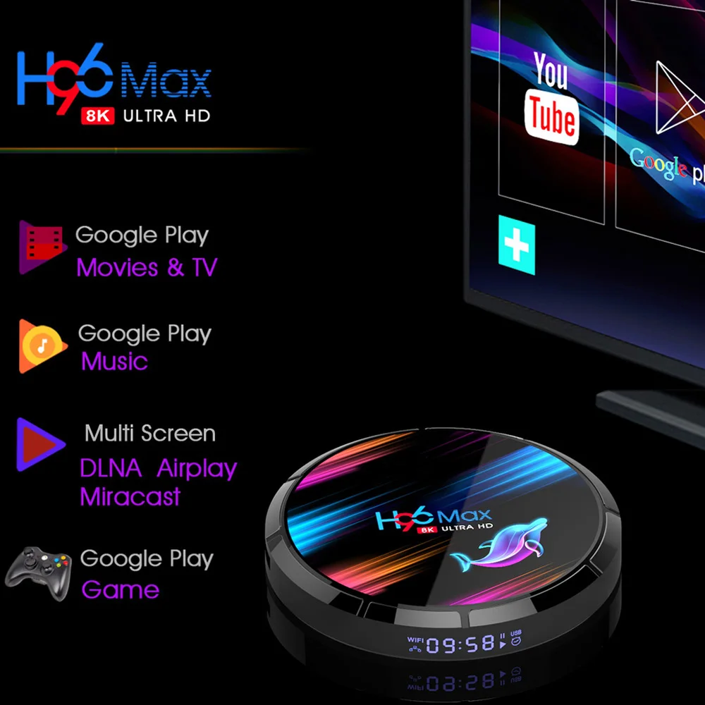 H96 MAX X3 Android TV Box 9.0 4GB 64GB S905X3 1080P H.265 4K Google Store Netflix Youtube H96MAX 4G 128G Smart TV Box