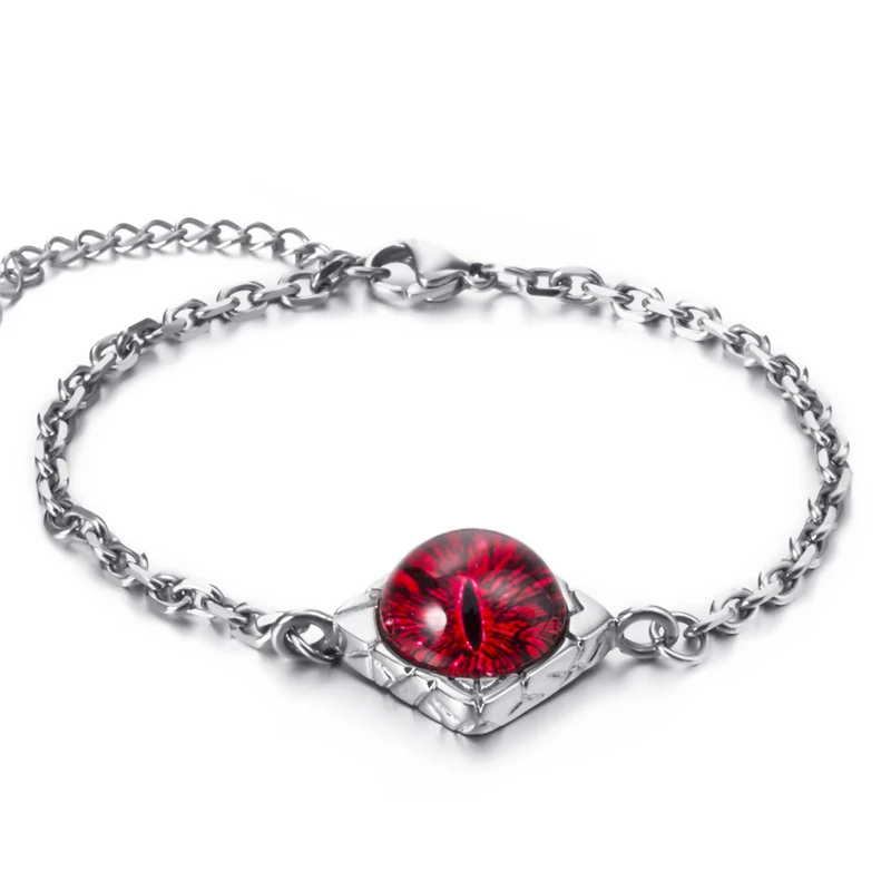 Adjustable Bracelets For Women Stainless Steel Link Red Eye Wristband Girlfriend Wife Gifts Women's Jewelry