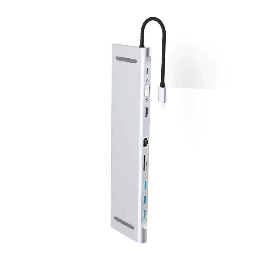 1 шт Мульти 10 в 1 usb type C RJ45 USB 3,0 сетевой концентратор HDMI концентратор VGA конвертер адаптер для Macbook Pro - Цвет: Белый