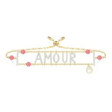 Полые начальные буквы браслет Amour золото красный коралл Женская циркониевая cz Алфавит оболочки браслет серебро monaco ювелирные изделия