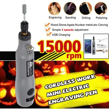 

3 Variable Speed Cordless Electric Carving Pen Mini Electric Grinder Drill Engraving Sander Rotary Tool Kit With Accessories