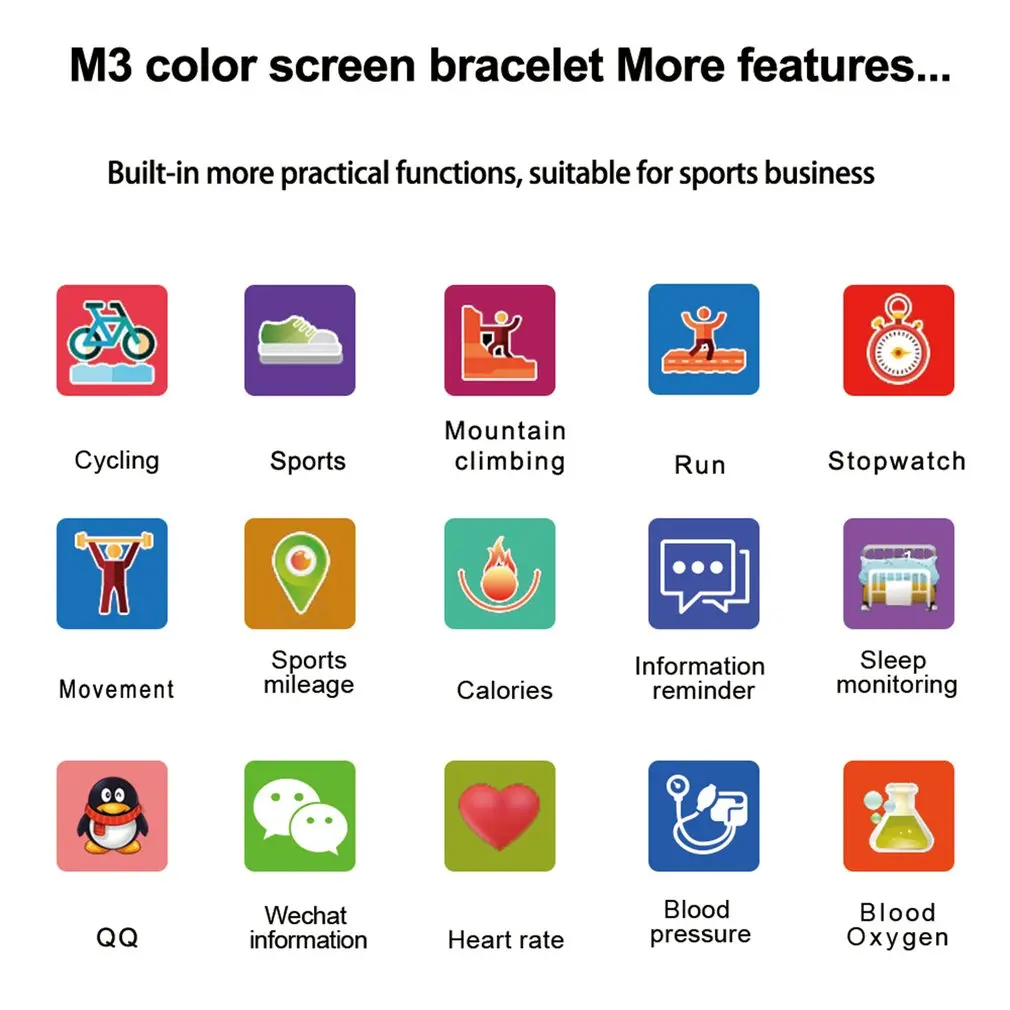 Smart Bracelet Heart Rate Monitor Waterproof Fitness Tracker Bluetooth Watch Band For Android IOS women men Wristband