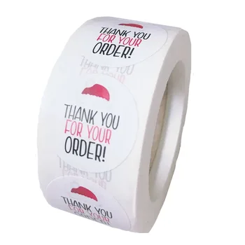 

500pcs Thank You For your order White Stickers Cute 1'' Circle Christmas Hat Stickers For Small Shop Package Seal Label Stickers