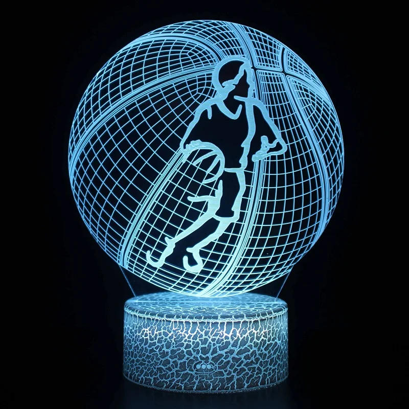 Баскетбол Американский футбол Гольф Хоккей Бейсбол 7 цветов лампа 3d Визуальный светодиодный ночник для детей сенсорный Usb Настольный Lampara - Испускаемый цвет: 7 Colors Changeable