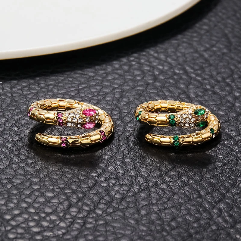 Fashion Metal Snake Adjustable Ring for Women Exquisite Shiny Cubic Zirconia Finger Copper Gold Jewelry Gift 2020 | Украшения и