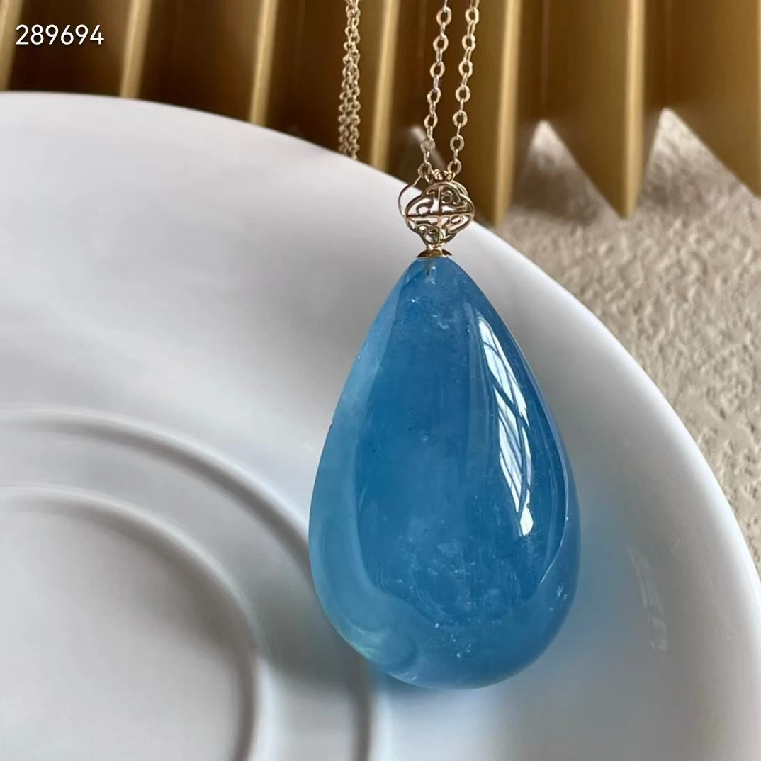 Натуральный Синий Аквамариновый кулон в форме капли воды 38*23,8*17 мм бразильский женский мужской модный камень ювелирные изделия ожерелье AAAAA