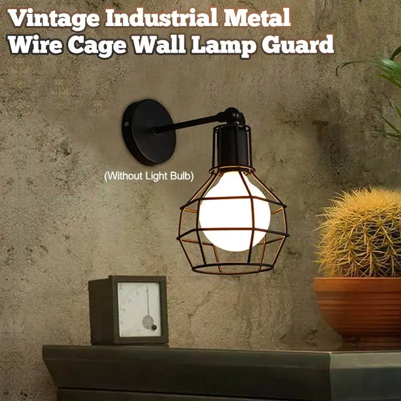 

Loft American Iron black lampshade wall lamp vintage cage guard sconce loft lighting fixture modern indoor lighting wall lamps