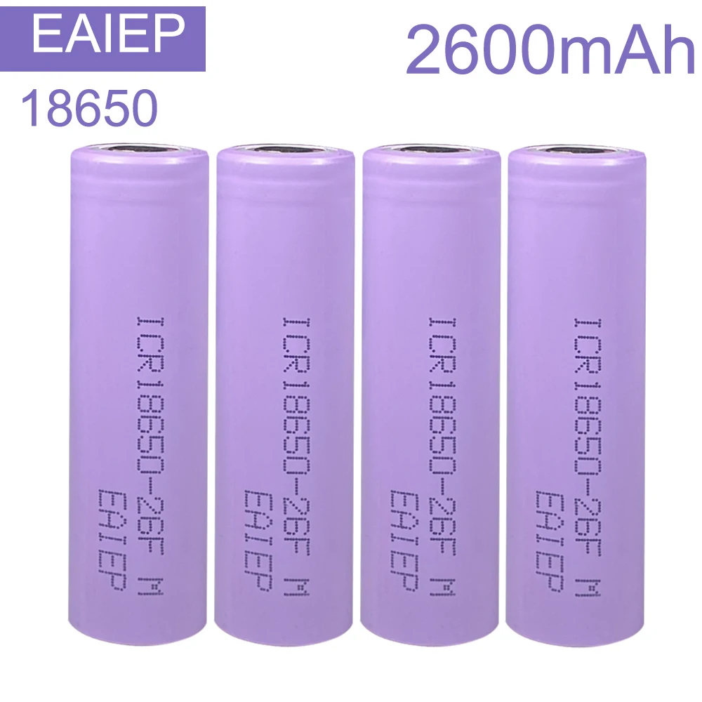 EAIEP 18650 3,7 v 2600 mah 18650 литиевая аккумуляторная батарея для фонариков - Цвет: 4PCS 18650