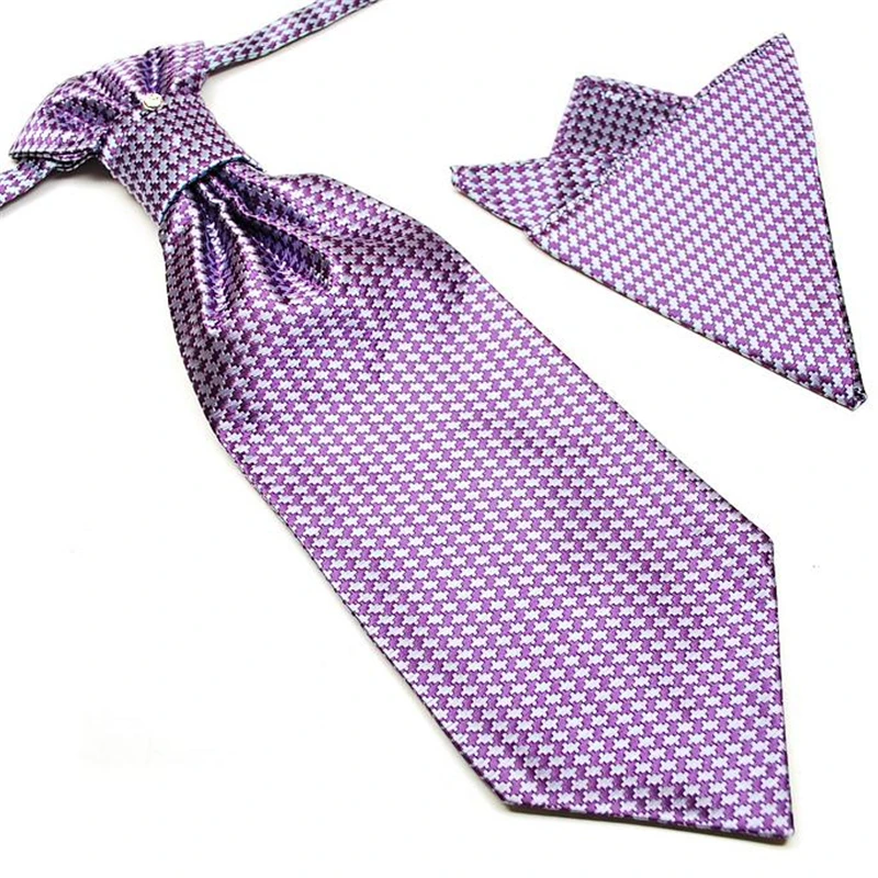 Модный мужской шейный галстук набор аскотский галстук Карманный платок квадратный - Цвет: 01