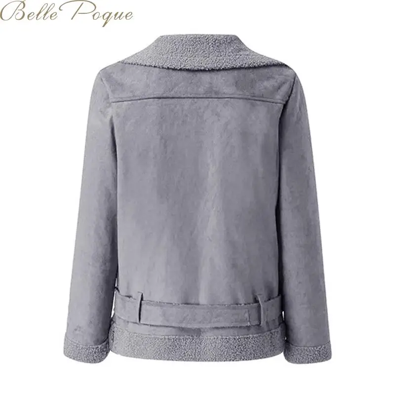 Belle poque, плотное пальто для женщин, теплая верхняя одежда, Короткая свободная Меховая куртка на молнии, зимнее пальто, кардиган, однотонная женская куртка