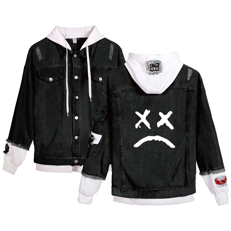 Jacket For Men Lil Peep Loose Coat Denim Long Warm Cowboy Popular Singer Jean With Black Fashion Plus Size Male 4XL | Мужская одежда