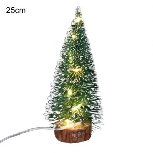 25cm Warm Color Мини DIY Рождественская елка с светодиодный светильник-гирлянда Домашний Настольный Декор офисные вечерние украшения для комнаты - Цвет: 25cm Warm Color