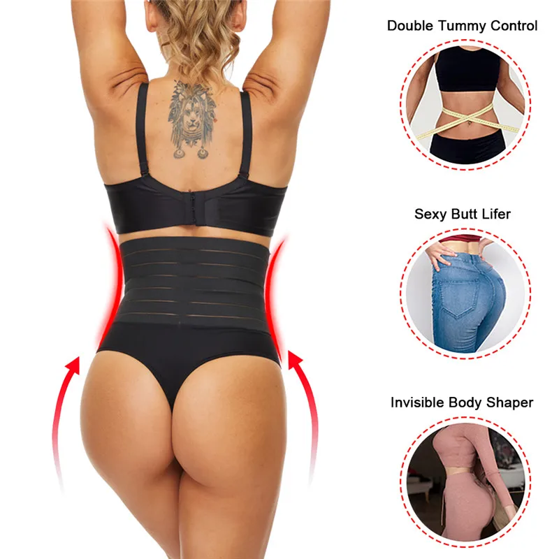 spanx underwear LANFEI High Waist Shaper Girdle Pant for Women Tummy Control Hook Slimming Panty Belly Body Shapers Boyshort Mesh Thong Panties spanx bodysuit