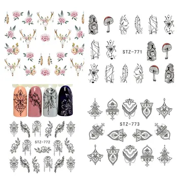 

Women Girls Flower Nail Sticker Mushroom Retro Nails Art Decor Decal DIY Nail Manicure Wrap Accessories